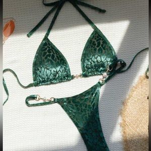 Cheetah triangle bikini with detailing